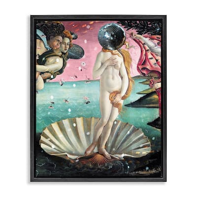 Stupell Classic Clamshell with Disco Ball Framed Floater Canvas Wall Art Design By Lil' Rue