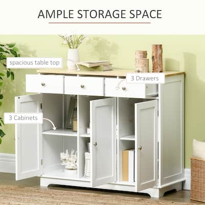 Buffet Cabinet Coffee Bar Cabinet with Wood Countertop, Kitchen Storage Cabinet with Adjustable Shelves