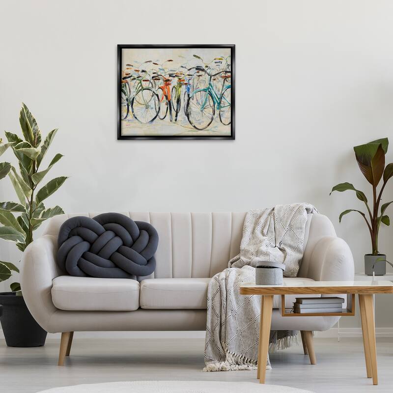 Stupell Abstract Expressive Bicycles Framed Floater Canvas Wall Art Design By Dusza