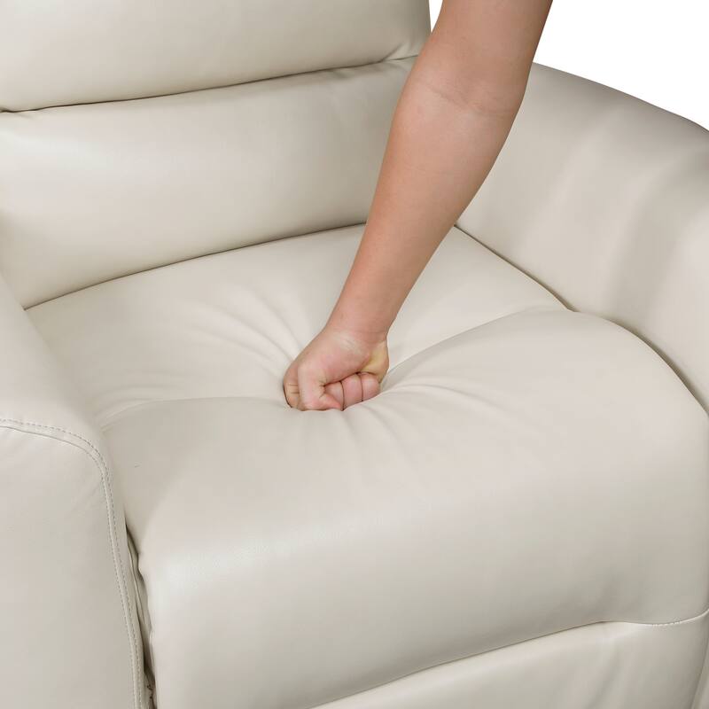 Glider Reclining Chair Swivel Motion Breathable Faux Leather Upholstery Luxury Living Room Furniture, Movie Chair