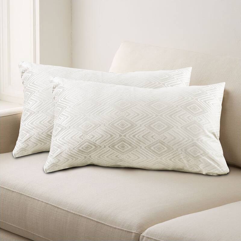 Tonopah Ikat Velvet Throw Pillow Cover Set, NO INSERT - 14" x 26" - Gardenia