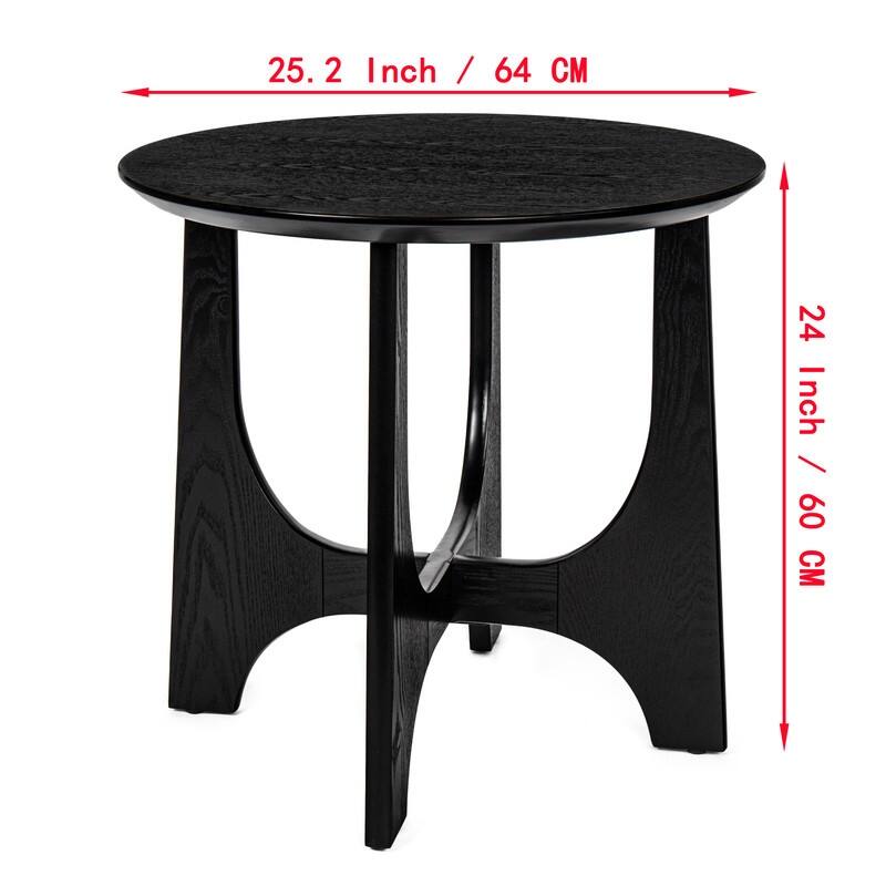 25" Round End Table, Wooden Side Table,Night Stand for Bedroom, Living Room ,Reception Room