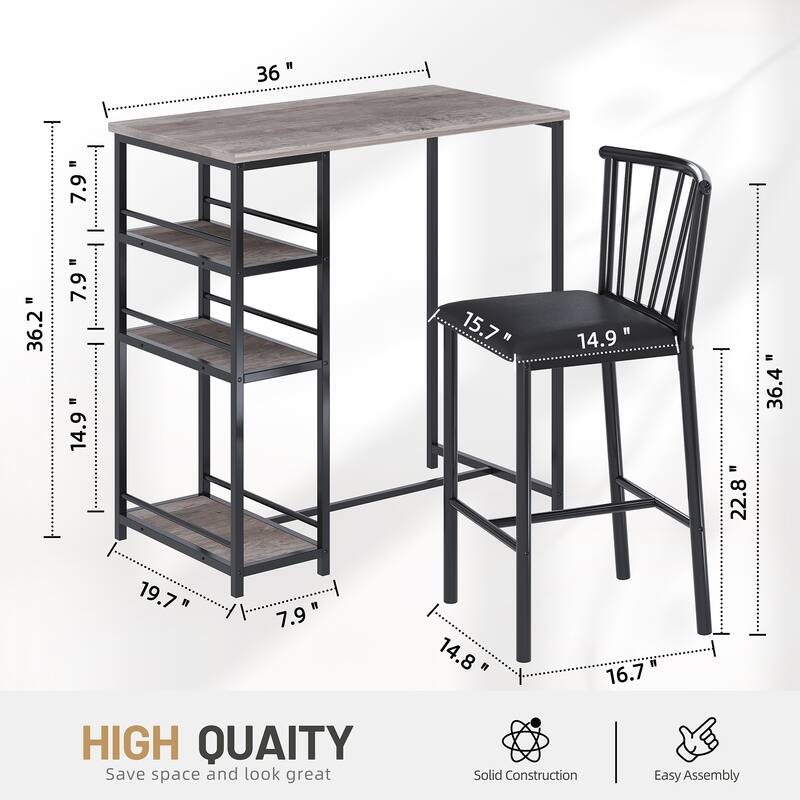 Futzca Dining Table Set, Kitchen Bar Table and Chairs, 3 Or 4 Pieces