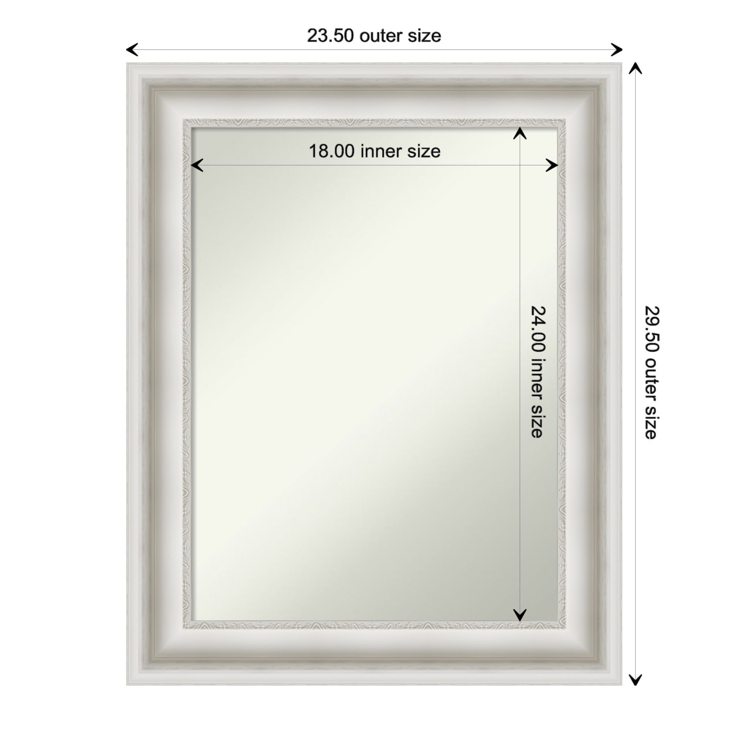 Non-Beveled Bathroom Wall Mirror - Parlor White Frame