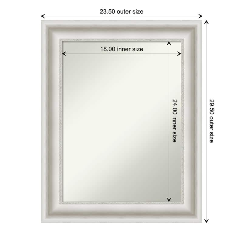 Non-Beveled Bathroom Wall Mirror - Parlor White Frame - 24 x 30 in - Parlor White
