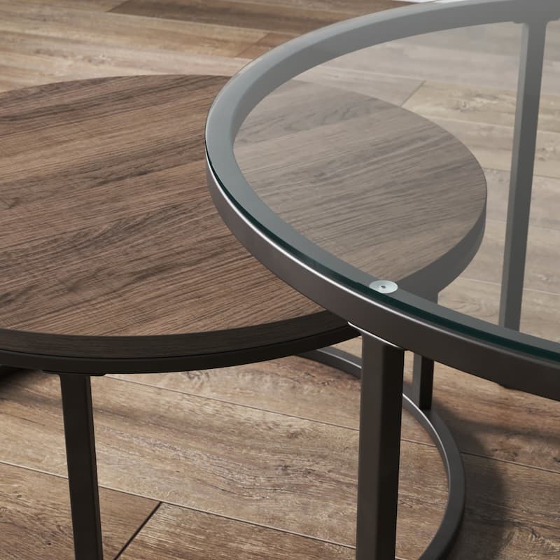 Nathan James Stella Round Nesting Coffee Table Set of 2