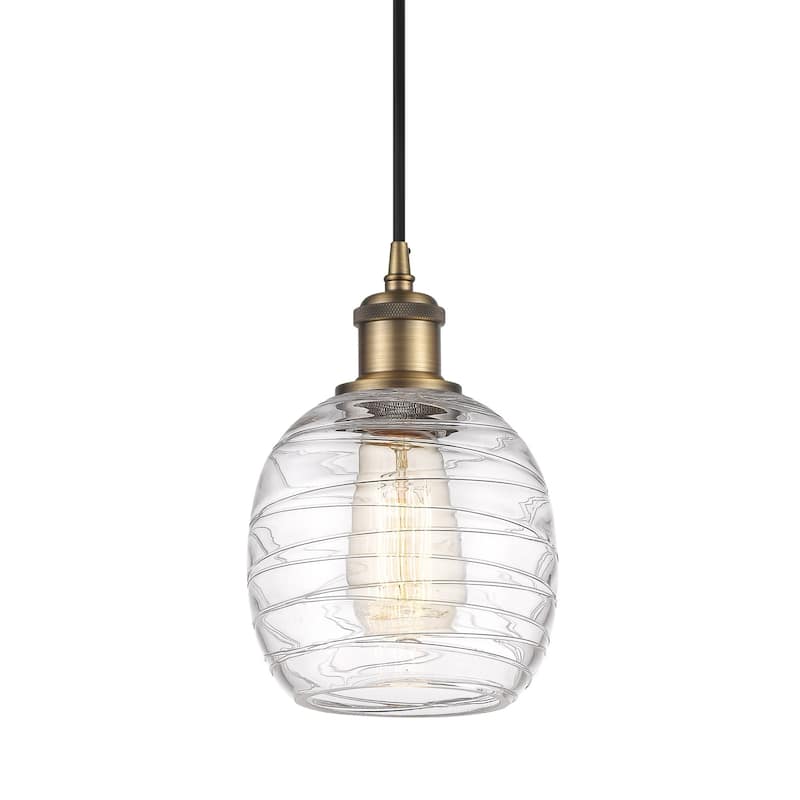Innovations Lighting 516-1P-9-6 Belfast Pendant Belfast 6" Wide Mini - Deco Swirl / Brushed Brass