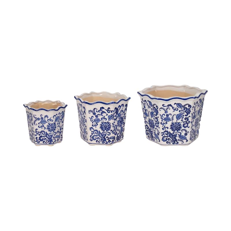 Sagebrook Home Ceramic Planter Set of 3 - 12" x 11" x 9"