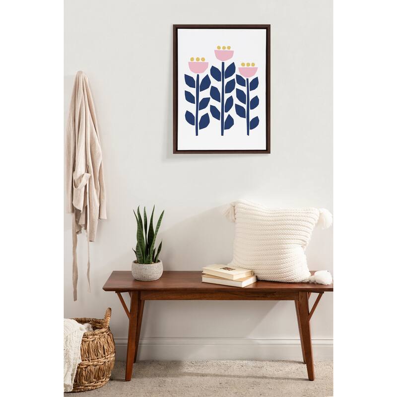 Kate and Laurel Sylvie Flowers Framed Canvas by Myriam Van Neste