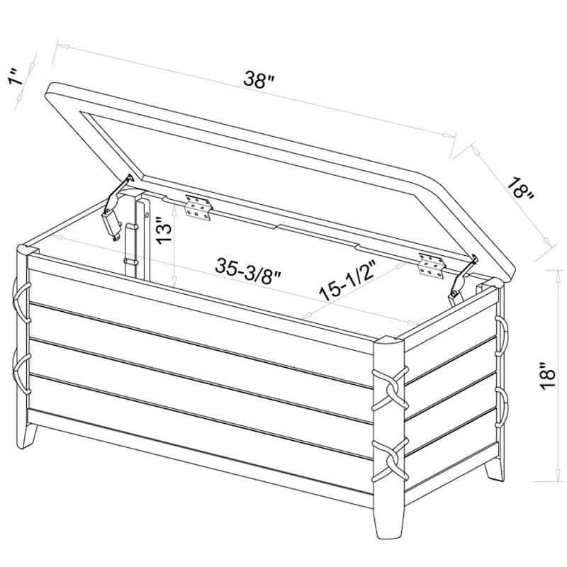 Rope Cedar Rectangular Storage Chest - 38" - White