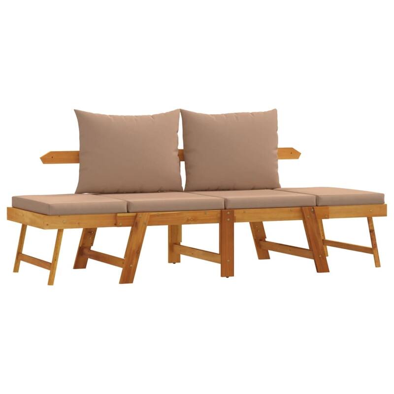 vidaXL Patio Bench with Cushions 2-in-1 Outdoor Seating Solid Wood Acacia