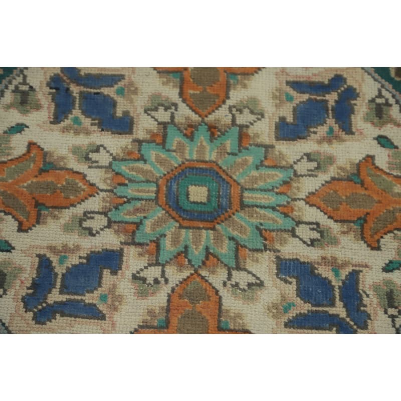 Hand Knotted Oriental 100% Wool Carpet Traditional Medallion Green Tabriz Area Rug - 6' 2'' X 4' 8''