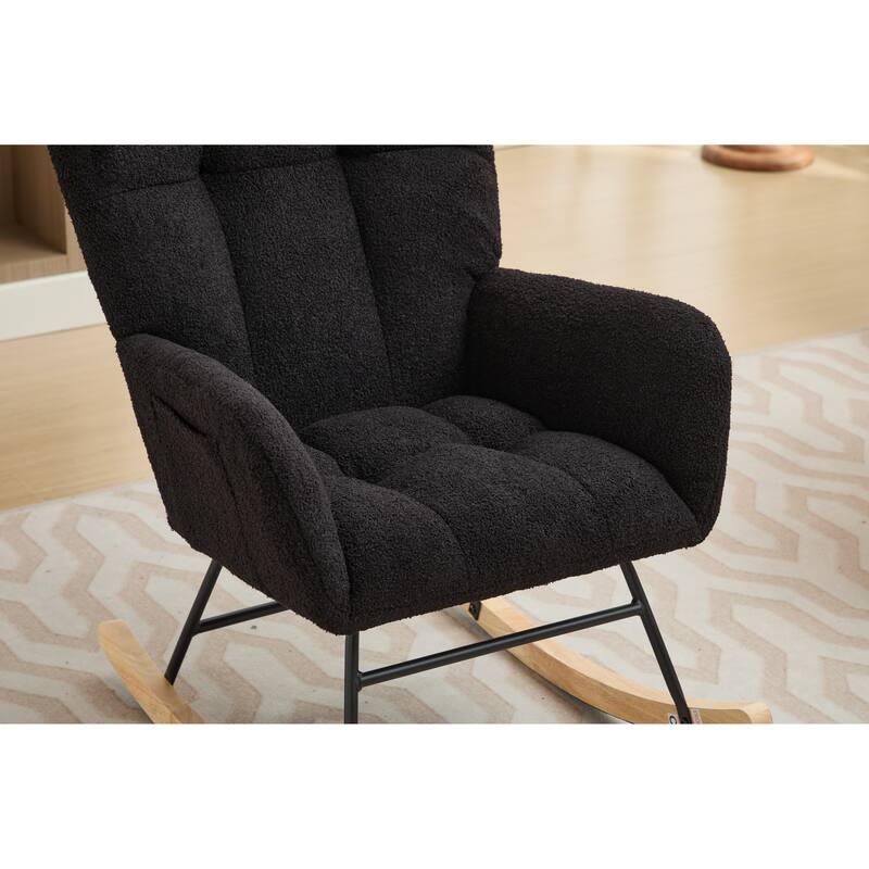 Teddy Rocking Chair with High Back & Wood Legs