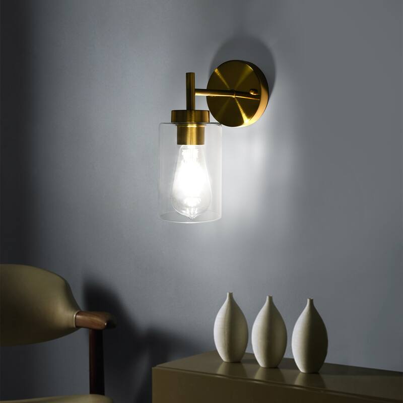 1-Light Modern Bathroom Vanity Light with Clear Glass Shades, Classic Wall Sconces for Dining Room Living Room