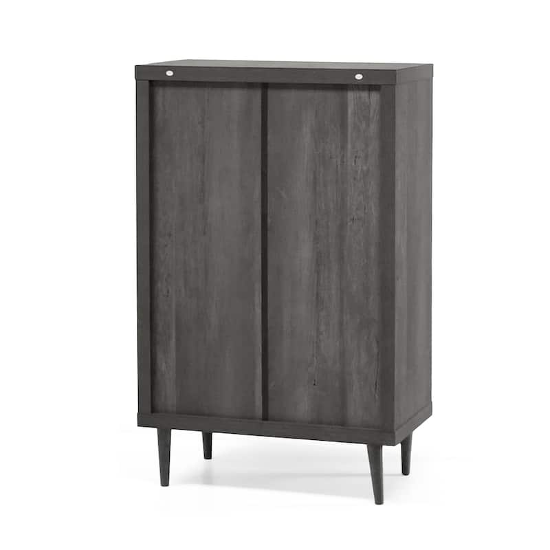 Minie Tall Dresser Chest, 5 Drawers, Rubberwood Legs, Modern Gray
