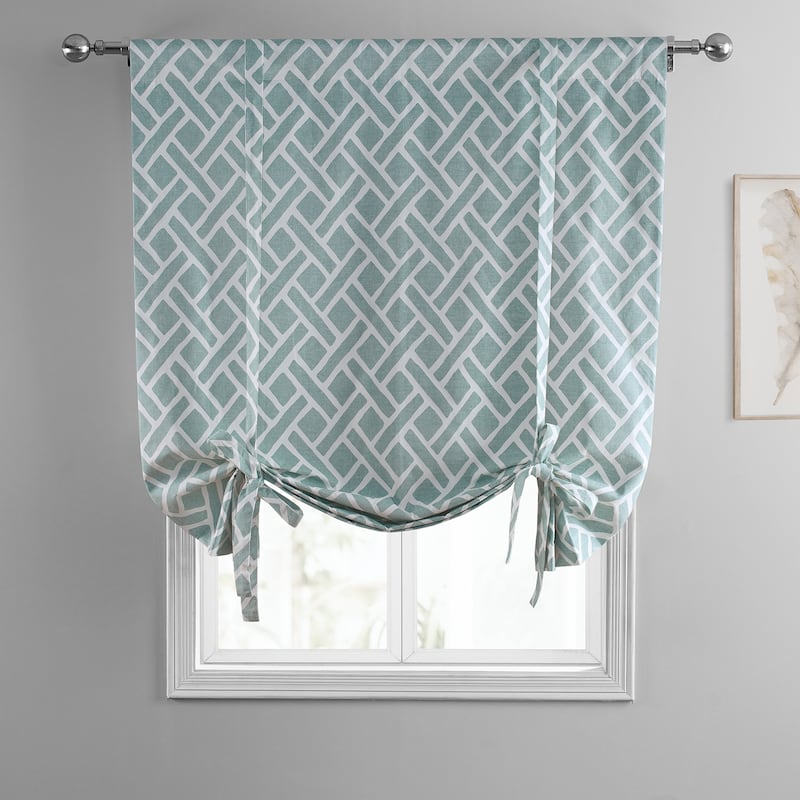 Exclusive Fabrics Martinique Printed Cotton Room Darkening Tie-Up Window Shades - 46 X 63