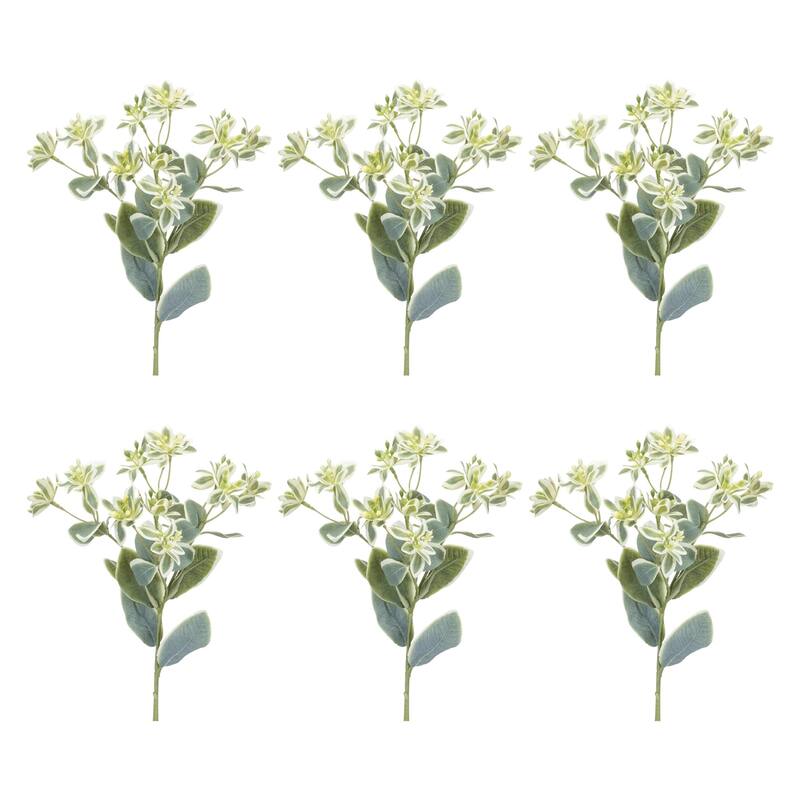 Artificial Euphorbia Floral Stem Sprays - 18.5" - Green and White - Set of 6