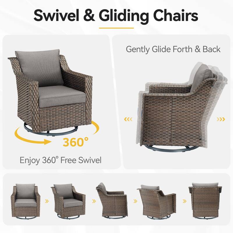 Wicker Outdoor Swivel Rocker Patio Chairs