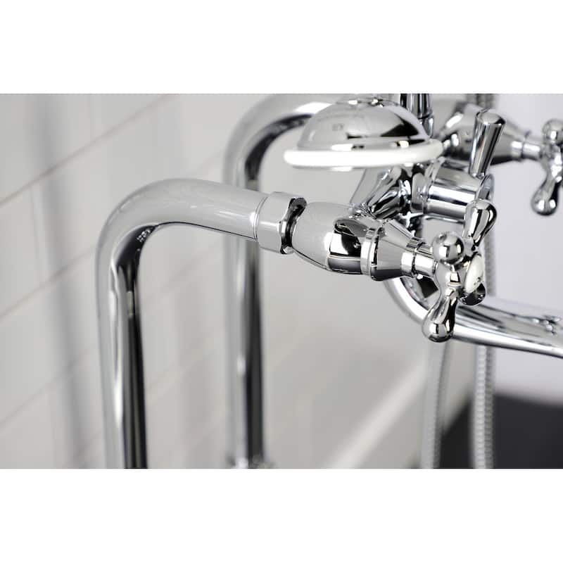 Kingston Brass Freestanding Clawfoot Tub Faucet Package with Supply Line in Matte Black