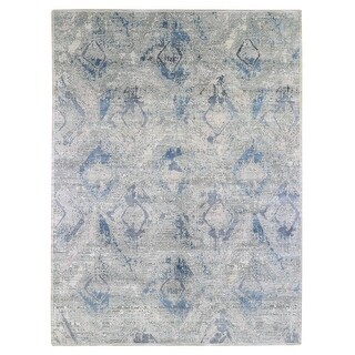 Hand Knotted Ivory Modern and Contemporary with Wool & Silk Oriental ...