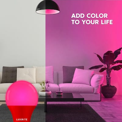 Luxrite A19 Yellow LED Bug Light Bulbs 8W Non-Dimmable UL Listed E26 Indoor Outdoor Porch Deck Home Lighting 3 Pack