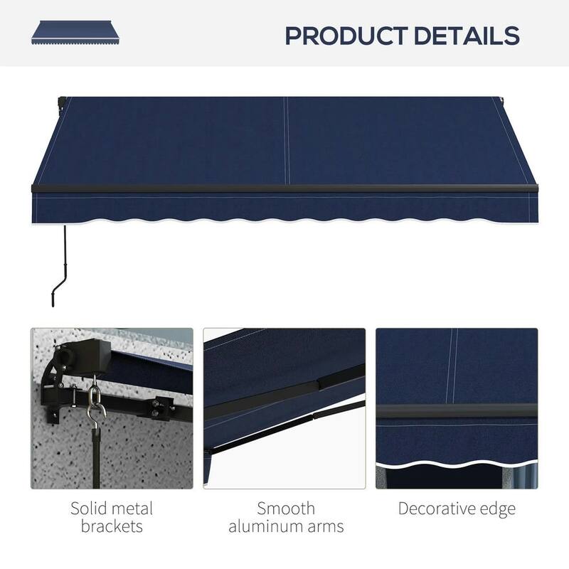 10'x8' Retractable Awning,280gsm UV Resistant Sunshade Shelter