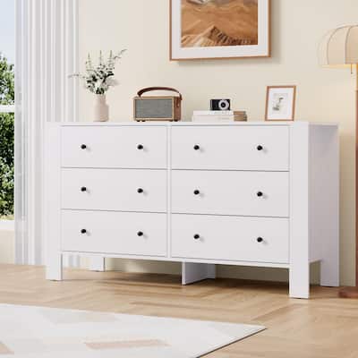 6 Drawer Dresser for Bedroom, Modern Wooden Storage Chest with Drawers