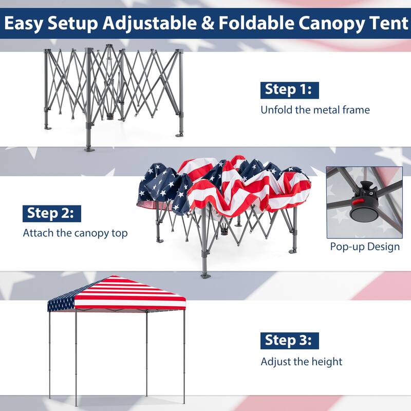 Gymax Patio 6.6x6.6ft Outdoor Pop-up Canopy Tent Portable Sun Shelter
