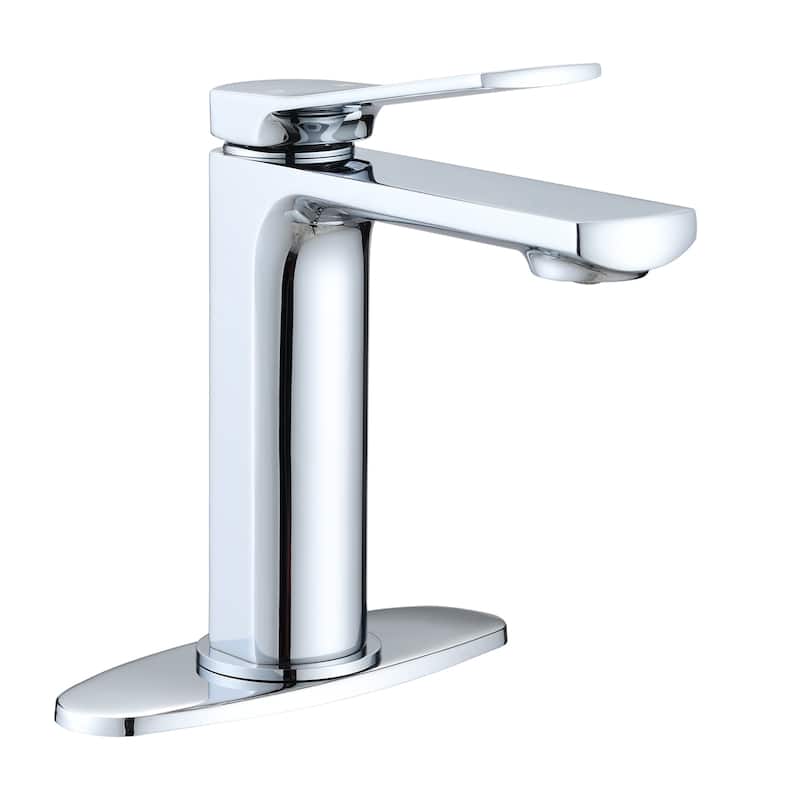BATHLET Vessel Sink Faucet with Deck Plate, Bathroom Faucet - Chrome/Clear