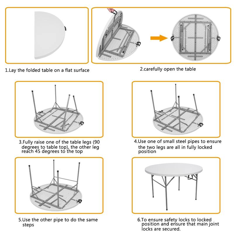 Outdoor Round Folding Table Folding Utility Table White