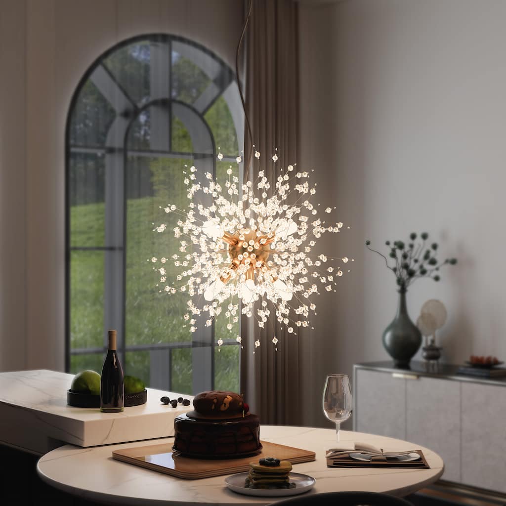 9-Light Dandelion Firework Pendant Ceiling Light Crystal Chandelier