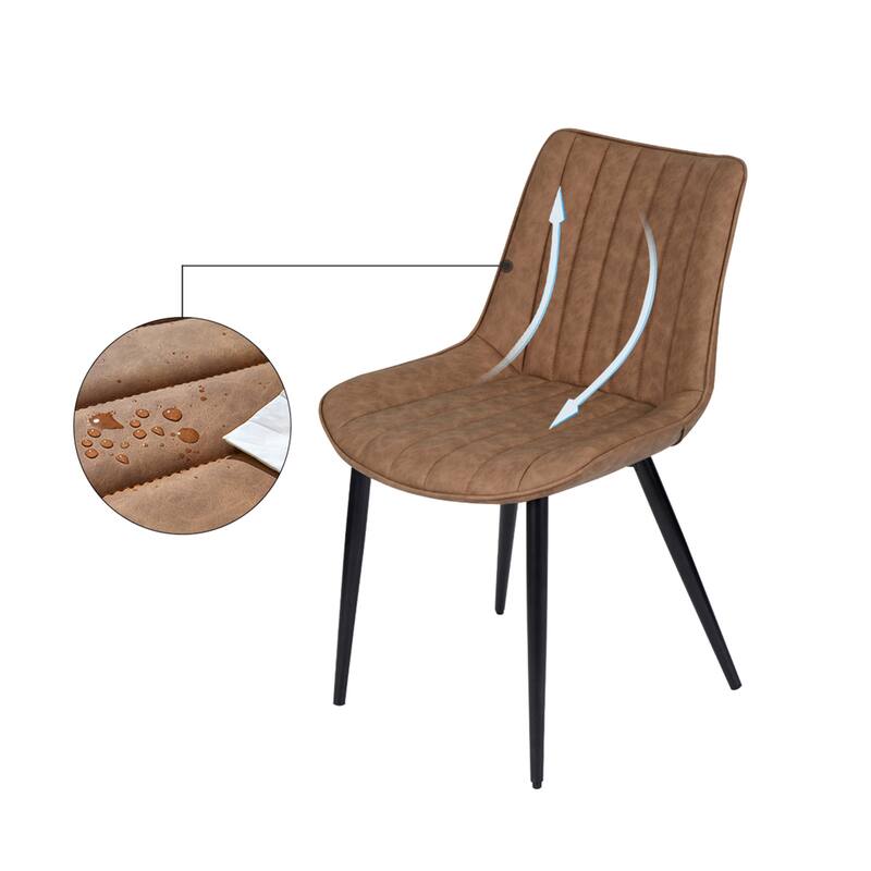 AVAWING Mid-Century Modern Dining Chairs Set of 4 Leather Upholstered Leisure
