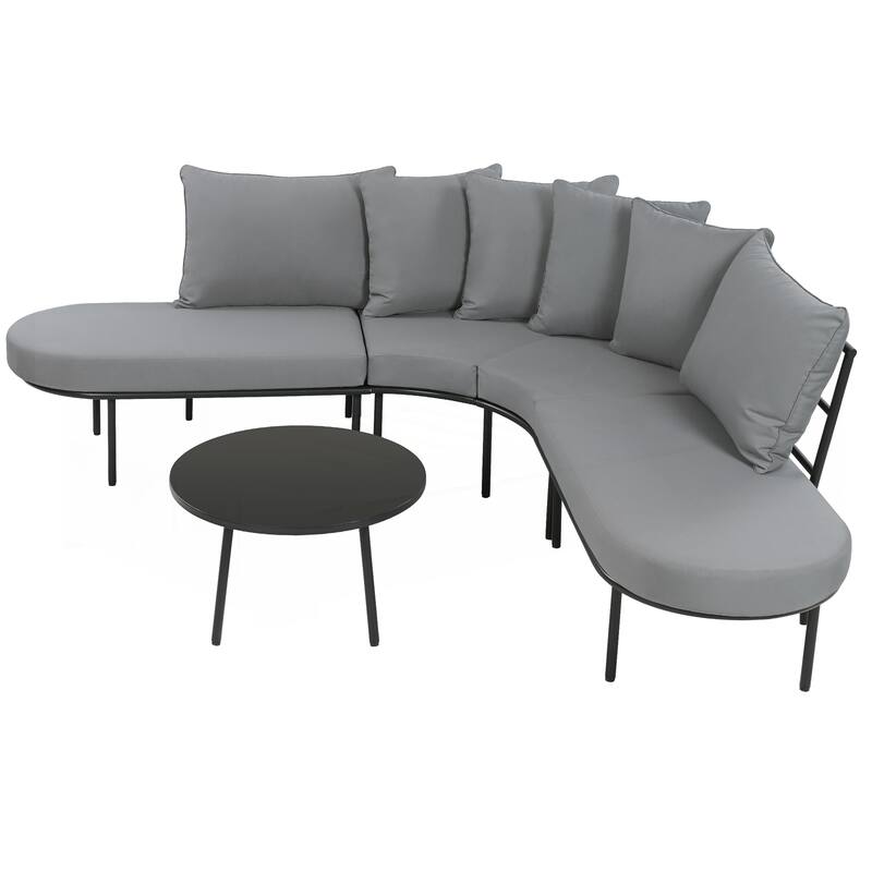 Patio Half- Moon Curved Outdoor Furniture Sofa Set