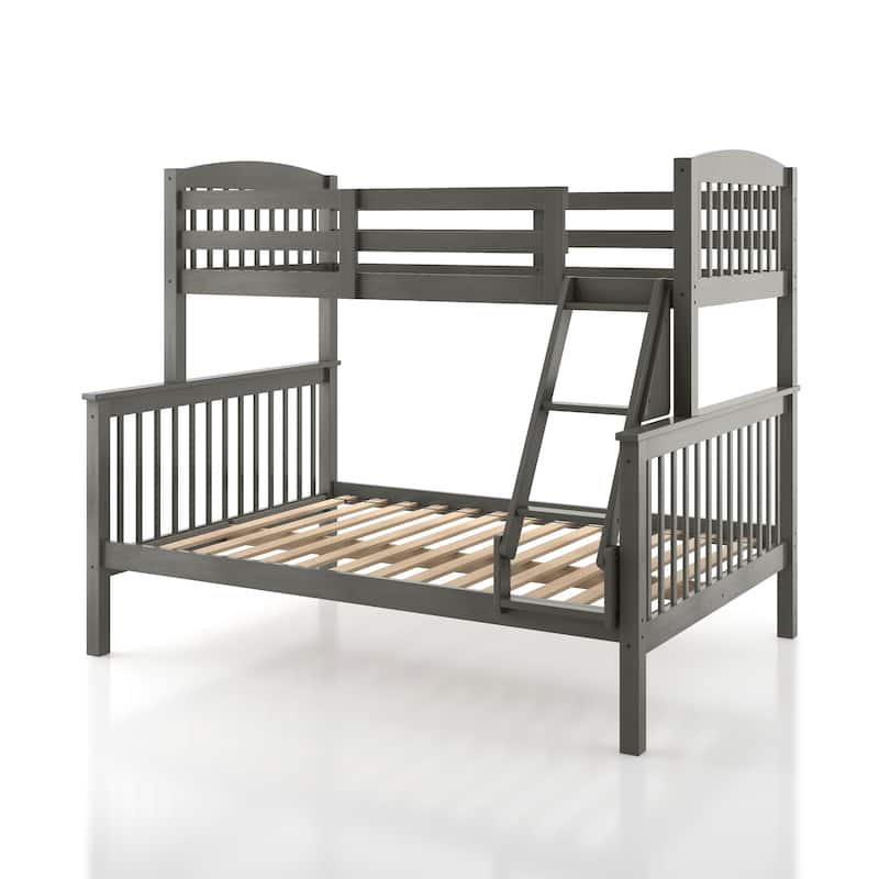 Furniture of America Hayes Twin over Full Solid Wood Detachable Bunk Bed with Ladder