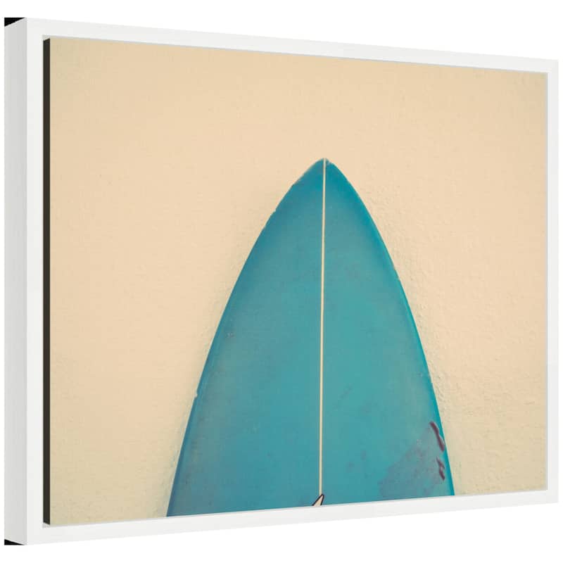 Kate and Laurel Sylvie Abstract Minimalist Coastal Teal Surfboard Framed Canvas by Saint and Sailor Studios - 20x16
