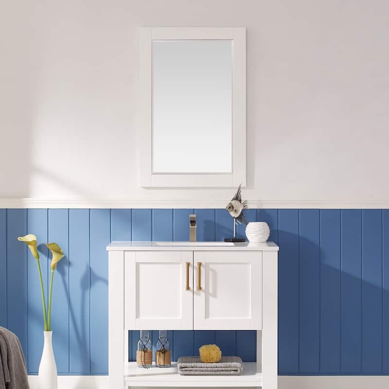 Shannon 36" Rectangular Bathroom/Vanity framed Wall Mirror in White - 24 inches