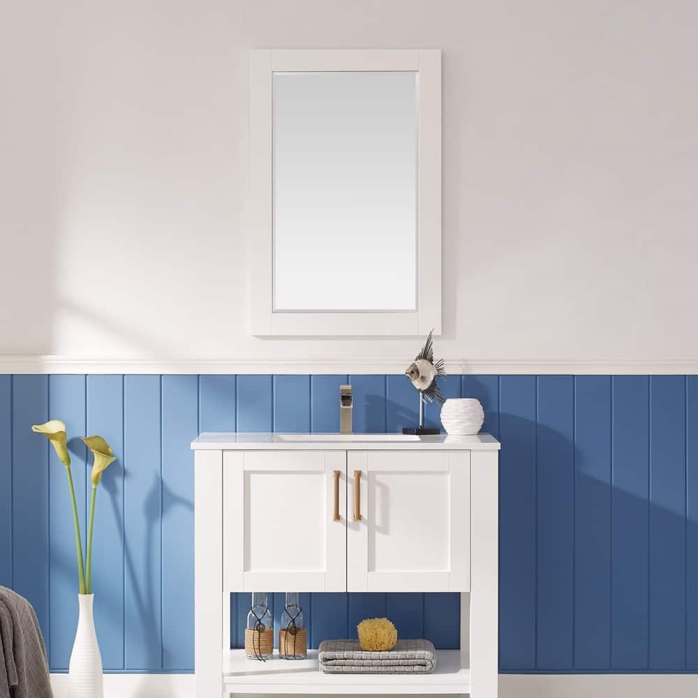 Shannon 36" Rectangular Bathroom/Vanity framed Wall Mirror in White - 24 inches