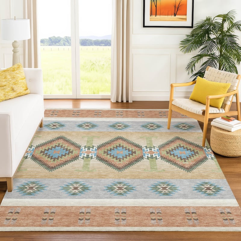 Machine Washable Indoor/ Outdoor Global Chennai Chantille Rug