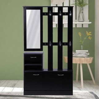 Space-Saving 3-in-1 Cabinet with Mirror, Shoe Storage, and Hanging
