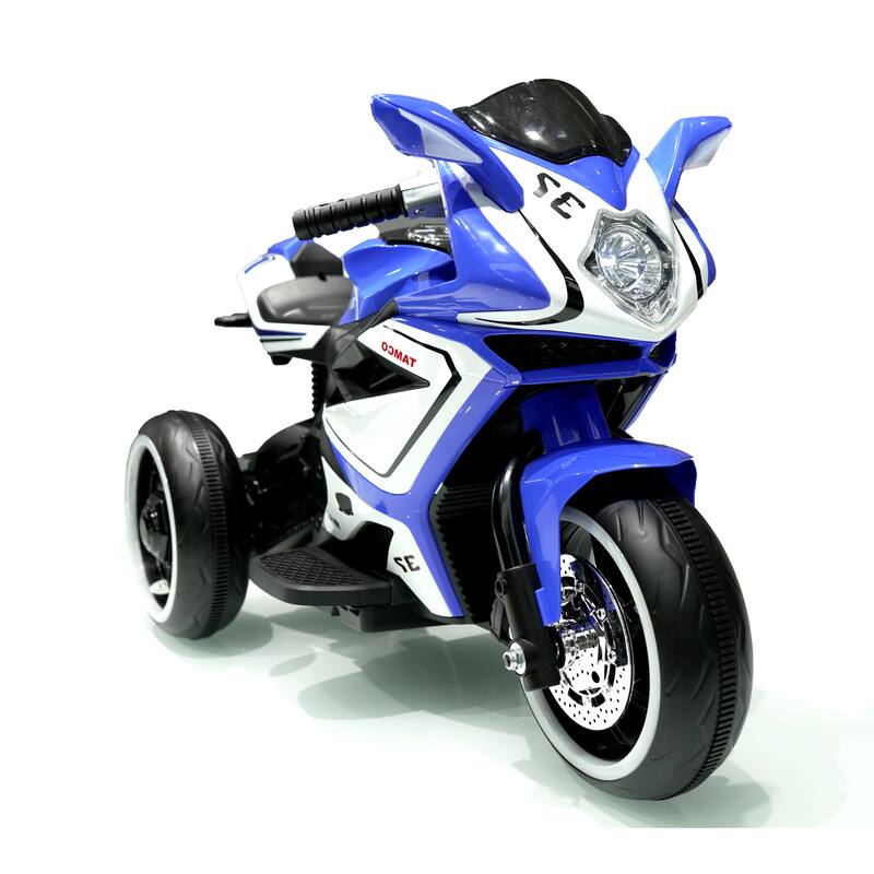 Children's Motorcycle with Headlight, Ride on Motorcycle with Illuminated Wheels, Blue Electric Car Toy with LED Lights