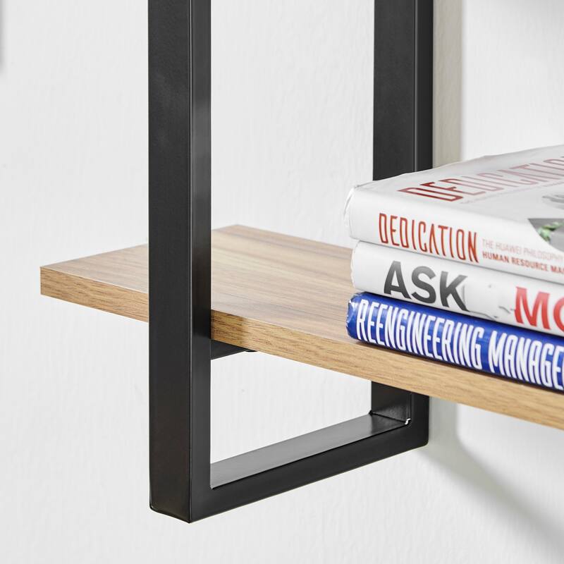Danya B. Rio Three Tier Modular Floating Bracket Wall Shelf - Chestnut