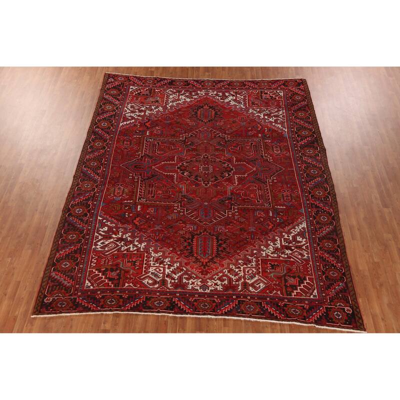 Hand Knotted Oriental 100% Wool Carpet Traditional Medallion Red Heriz Area Rug - 12' 1'' X 9' 9''