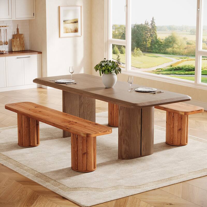 Solid Wood Extra Long Dining Bench, Kitchen Bench Entryway Accent Bench for Dining/Living Room Foyer Entrance Bedroom