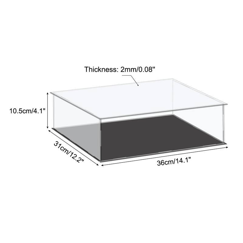 Acrylic Display Case Plastic Box Cube Storage Small Dustproof Showcase - 14.1x12.2x4.1 Inch