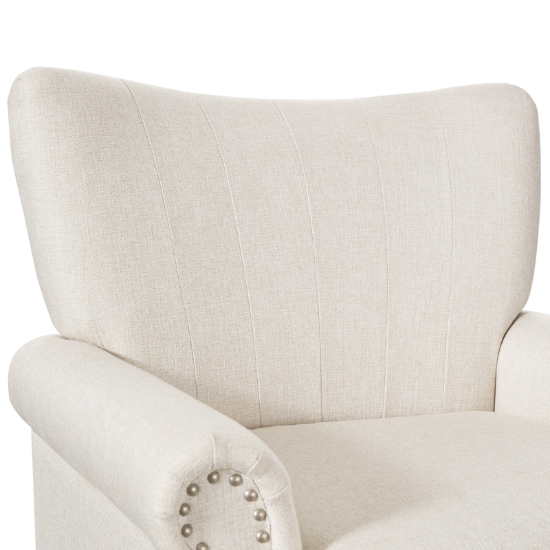 COZYMAN Modern Solid Wood Armchair Upholstered Fabric/Faux Leather Accent Chair for Living Room