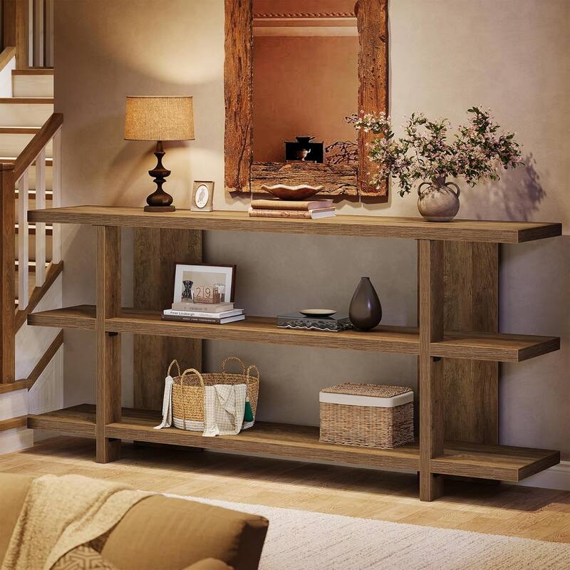 63 Inches Long Console Table with 3-Tier Shelf for Entryway Living Room Hallway