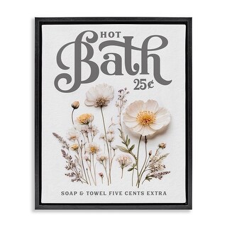 Stupell Pressed Flowers Hot Bath Framed Floater Canvas Wall Art Design ...