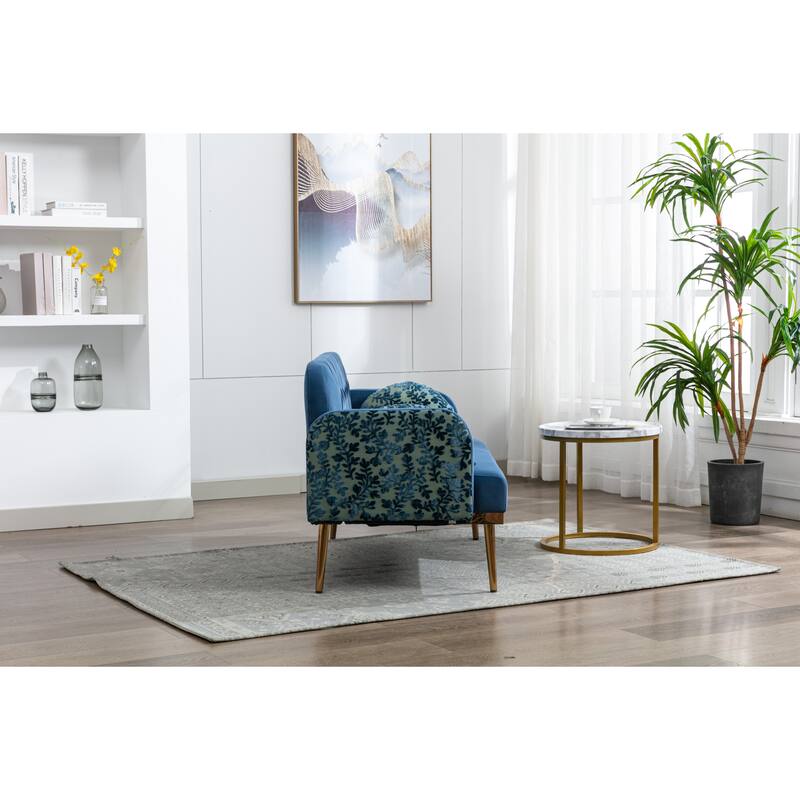 Vintage Style Velvet Fabric Sofa, Accent sofa, Loveseat Sofa with Rose