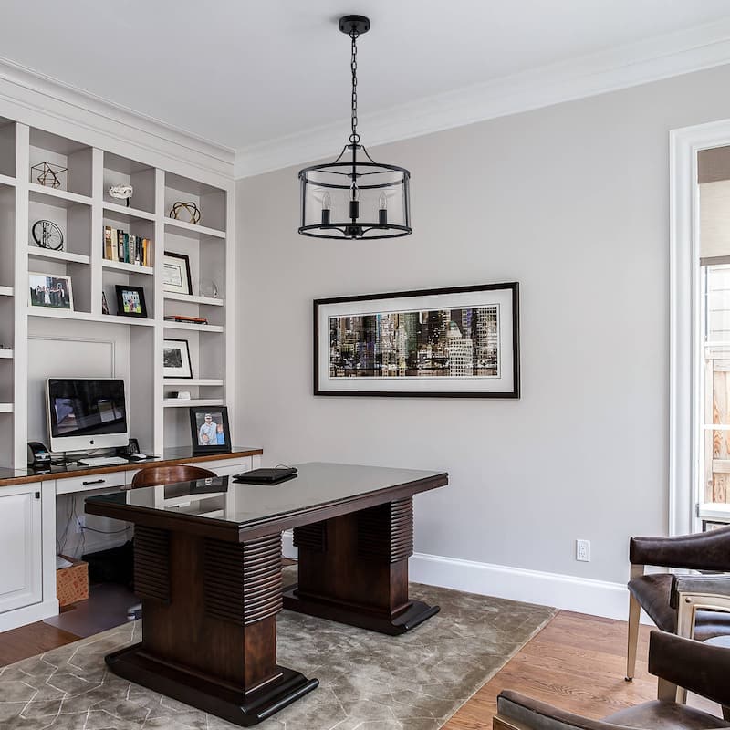 3-Light Drum Glass Chandelier for Dining Room, Kitchen Island