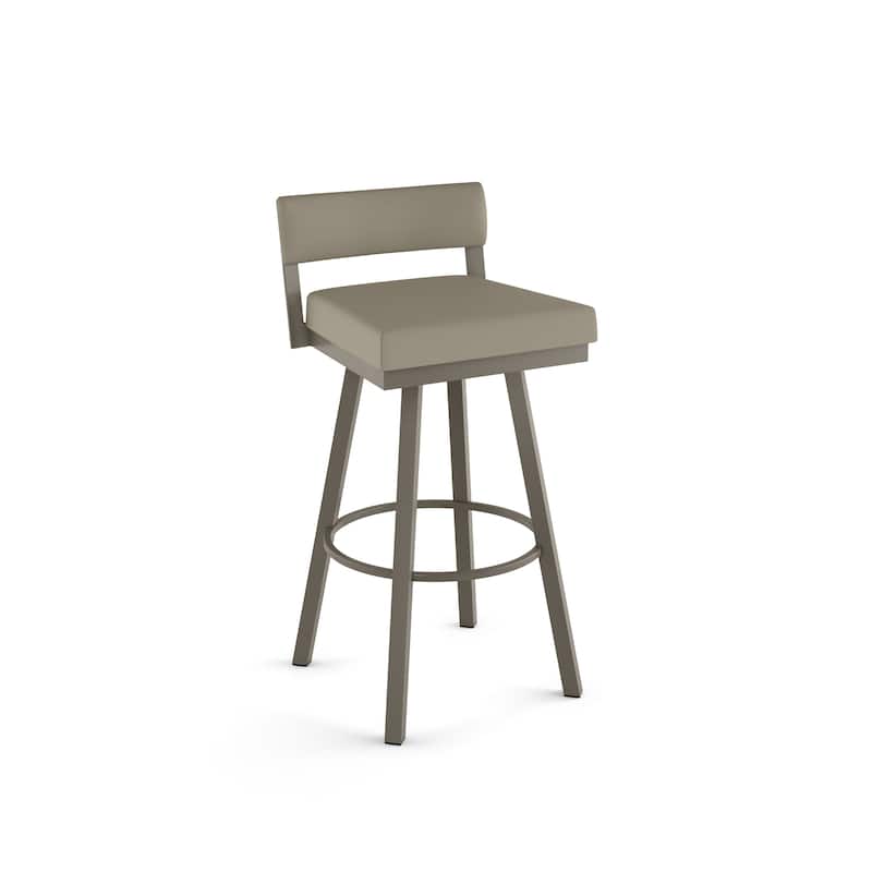 Amisco Travis Swivel Counter and Bar Stool - Greige Faux Leather / Grey Metal - Counter Height